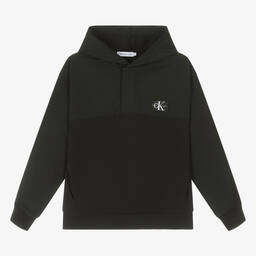 Calvin Klein-Teen Boys Black Cotton CK Logo Hoodie | Childrensalon Outlet