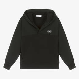 Calvin Klein-Teen Boys Black Cotton CK Logo Hoodie | Childrensalon Outlet
