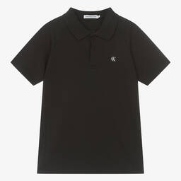 Calvin Klein-Teen Boys Black Cotton Polo Shirt | Childrensalon Outlet