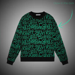 Calvin Klein-Teen Boys Black Glow In The Dark Sweatshirt | Childrensalon Outlet