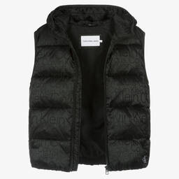 Calvin Klein-Teen Boys Black Hooded Puffer Gilet | Childrensalon Outlet