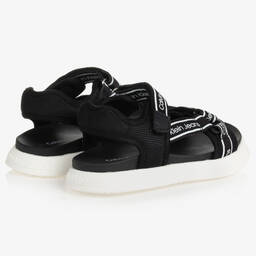 Calvin Klein Jeans-Teen Boys Black Logo Sandals | Childrensalon Outlet