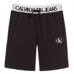 Calvin Klein Jeans-شورت تينز ولادي قطن عضوي لون أسود | Childrensalon Outlet