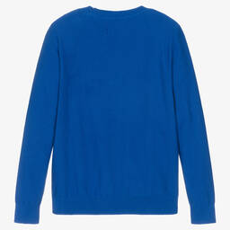 Calvin Klein Jeans-Teen Boys Blue Cotton Logo Sweater | Childrensalon Outlet