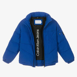 Calvin Klein Jeans-Teen Boys Blue Logo Puffer Jacket | Childrensalon Outlet