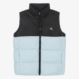 Calvin Klein-Teen Boys Blue Padded Monogram Gilet | Childrensalon Outlet