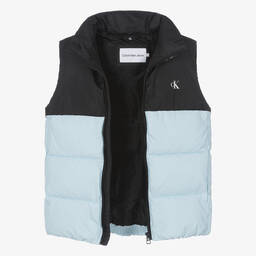 Calvin Klein-Teen Boys Blue Padded Monogram Gilet | Childrensalon Outlet