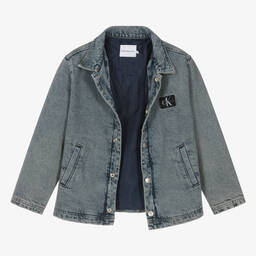 Calvin Klein-Teen Boys Blue Stonewash Denim Jacket | Childrensalon Outlet