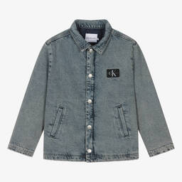 Calvin Klein-Teen Boys Blue Stonewash Denim Jacket | Childrensalon Outlet
