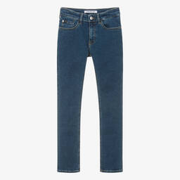 Calvin Klein-جينز سليم-فيت قطن دنيم لون أزرق داكن للمراهقين | Childrensalon Outlet