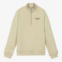 Calvin Klein-سويتشيرت قطن جيرسي لون أخضر فاتح للمراهقين | Childrensalon Outlet