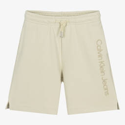 Calvin Klein-Teen Boys Green Embroidered Cotton Shorts | Childrensalon Outlet