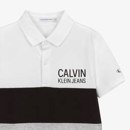 Calvin Klein Jeans-Teen Boys Grey Logo Polo Shirt | Childrensalon Outlet