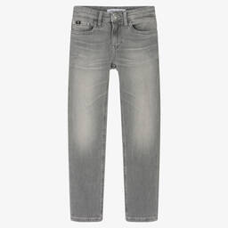 Calvin Klein Jeans-جينز سليم-فيت قطن مستدام دنيم لون رمادي فاتح | Childrensalon Outlet