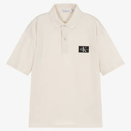 Calvin Klein-Teen Boys Ivory Cotton Polo Shirt | Childrensalon Outlet
