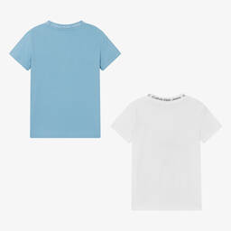 Calvin Klein-Teen Boys White & Blue T-Shirts (2 Pack) | Childrensalon Outlet
