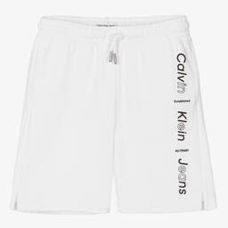 Calvin Klein-Teen Boys White Cotton Jersey Shorts | Childrensalon Outlet