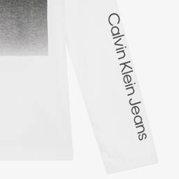 Calvin Klein Jeans-توب تينز ولادي قطن لون أبيض | Childrensalon Outlet