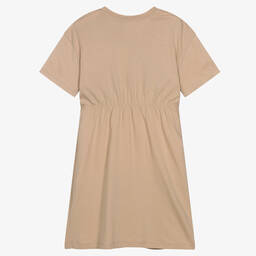 Calvin Klein Jeans-فستان تينز بناتي قطن لون بيج | Childrensalon Outlet