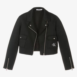 Calvin Klein Джинсы-Черная байкерская куртка для девочек-подростков | Childrensalon Outlet