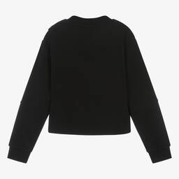 Calvin Klein-Teen Girls Black Cotton Crossover Sweatshirt | Childrensalon Outlet