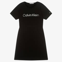 Calvin Klein Jeans-Teen Girls Black Cotton Dress | Childrensalon Outlet