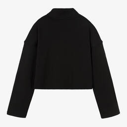 Calvin Klein Jeans-Teen Girls Black Cotton Logo Zip-Up Top | Childrensalon Outlet