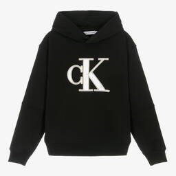 Calvin Klein Teen Girls Black Cotton Monogram Hoodie Childrensalon Outlet