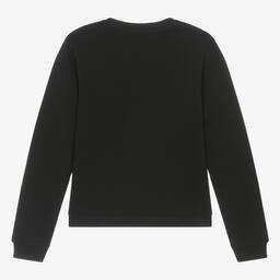 كالفين كلاين-سويتشيرت تينز بناتي بطبعة مونوغرام قطن أسود | Childrensalon Outlet