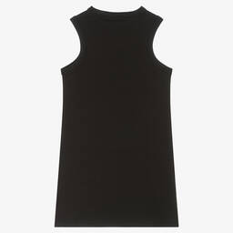 Calvin Klein Jeans-فستان تينز بناتي قطن جيرسي مضلع لون أسود | Childrensalon Outlet