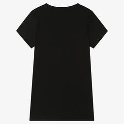 Calvin Klein Jeans-تيشيرت تينز بناتي قطن جيرسي مضلع لون أسود | Childrensalon Outlet