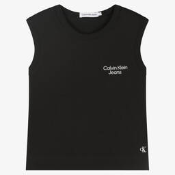 Calvin Klein Джинсы-Черный хлопковый топ для девочек-подростков | Childrensalon Outlet