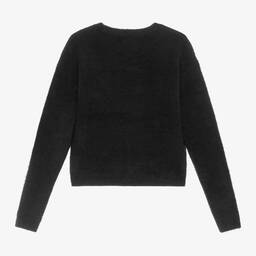 Calvin Klein-Teen Girls Black Fluffy Monogram Sweater  | Childrensalon Outlet