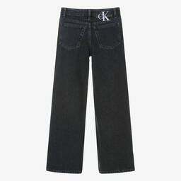 Calvin Klein-جينز بأرجل واسعة قطن دنيم لون أسود للمراهقات | Childrensalon Outlet