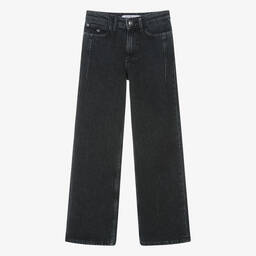 Calvin Klein-جينز بأرجل واسعة قطن دنيم لون أسود للمراهقات | Childrensalon Outlet