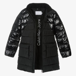 Calvin Klein Jeans-Teen Girls Black Puffer Coat | Childrensalon Outlet