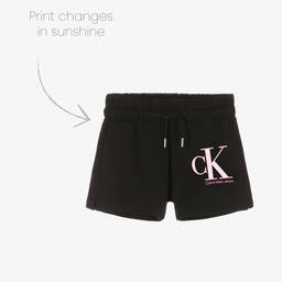 Calvin Klein Jeans-شورت تينز بناتي قطن جيرسي لون أسود | Childrensalon Outlet