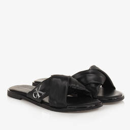 Calvin Klein-Teen Girls Black Twisted Sandals | Childrensalon Outlet