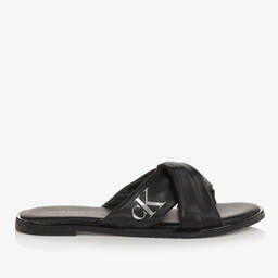Calvin Klein-Teen Girls Black Twisted Sandals | Childrensalon Outlet
