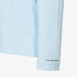 Calvin Klein-Teen Girls Blue Cotton Roll Neck Top | Childrensalon Outlet