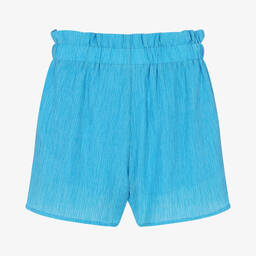 Calvin Klein Jeans-Teen Girls Blue Crinkle Paperbag Shorts | Childrensalon Outlet