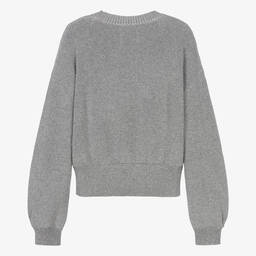 Calvin Klein-بلوفر مزيج قطن محبوك لون رمادي برّاق للمراهقات | Childrensalon Outlet