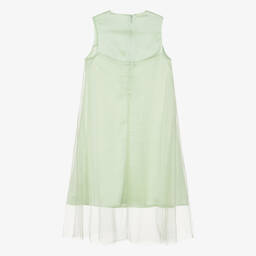 كالفين كلاين-فستان ساتان وتول لون أخضر نعناعي للمراهقات | Childrensalon Outlet