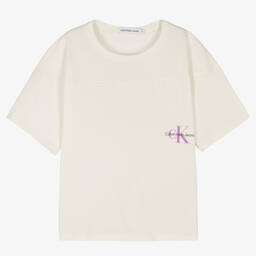 Calvin Klein Джинсы-Кремовая футболка для девочек | Childrensalon Outlet