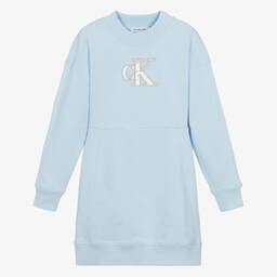 Calvin Klein-Teen Girls Pale Blue Sweatshirt Dress | Childrensalon Outlet