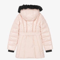 Calvin Klein-Teen Girls Pink Belted Puffer Coat | Childrensalon Outlet
