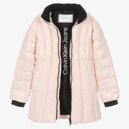 Calvin Klein-Teen Girls Pink Belted Puffer Coat | Childrensalon Outlet