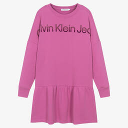 Calvin Klein-Teen Girls Pink Cotton Frilled Dress | Childrensalon Outlet