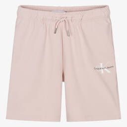 Calvin Klein-Teen Girls Pink Cotton Monogram Shorts | Childrensalon Outlet