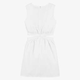 Calvin Klein-Teen Girls White Cotton Logo Tape Dress | Childrensalon Outlet